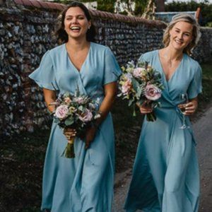 Midi Blue Bridesmaid (or Wedding Guest) Dress